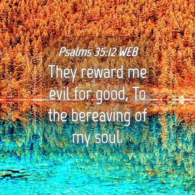 Picture 04 - Psalms 35:12 WEB - They reward me evil for good, To the bereaving of - Bible Verse Picture