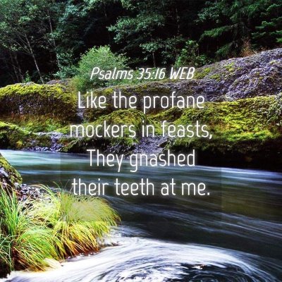 Picture 04 - Psalms 35:16 WEB - Like the profane mockers in feasts, They gnashed - Bible Verse Picture