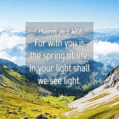 Picture 04 - Psalms 36:9 WEB - For with you is the spring of life. In your light - Bible Verse Picture