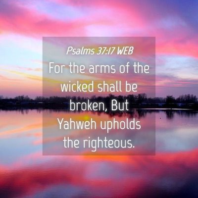 Picture 04 - Psalms 37:17 WEB - For the arms of the wicked shall be broken, But - Bible Verse Picture