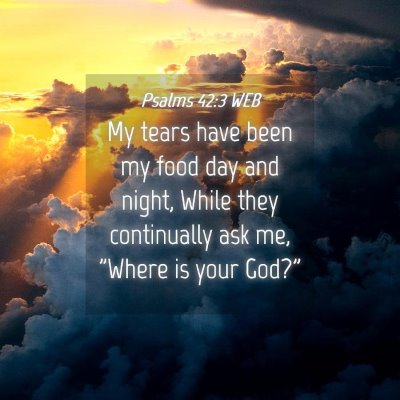 Picture 04 - Psalms 42:3 WEB - My tears have been my food day and night, While - Bible Verse Picture