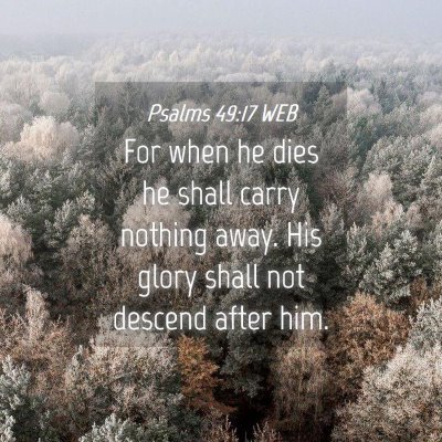 Picture 04 - Psalms 49:17 WEB - For when he dies he shall carry nothing away. His - Bible Verse Picture
