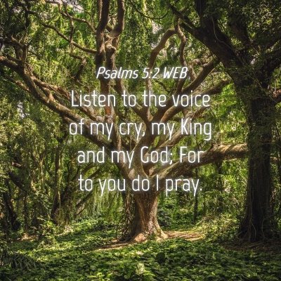 Picture 04 - Psalms 5:2 WEB - Listen to the voice of my cry, my King and my - Bible Verse Picture