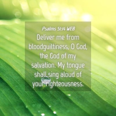 Picture 04 - Psalms 51:14 WEB - Deliver me from bloodguiltiness, O God, the God - Bible Verse Picture