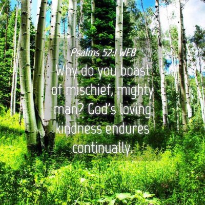 Picture 04 - Psalms 52:1 WEB - Why do you boast of mischief, mighty man? God's - Bible Verse Picture