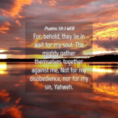 Picture 04 - Psalms 59:3 WEB - For, behold, they lie in wait for my soul. The - Bible Verse Picture
