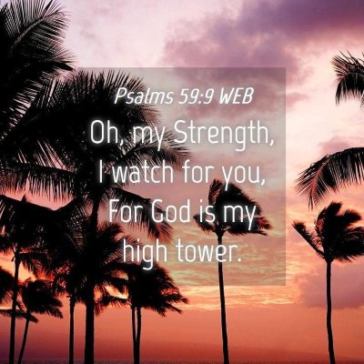 Picture 04 - Psalms 59:9 WEB - Oh, my Strength, I watch for you, For God is my - Bible Verse Picture