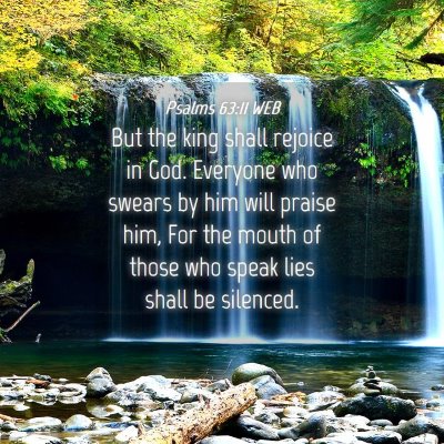 Picture 04 - Psalms 63:11 WEB - But the king shall rejoice in God. Everyone who - Bible Verse Picture