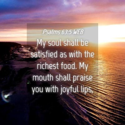 Picture 04 - Psalms 63:5 WEB - My soul shall be satisfied as with the richest - Bible Verse Picture