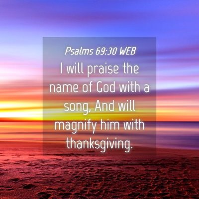 Picture 04 - Psalms 69:30 WEB - I will praise the name of God with a song, And - Bible Verse Picture