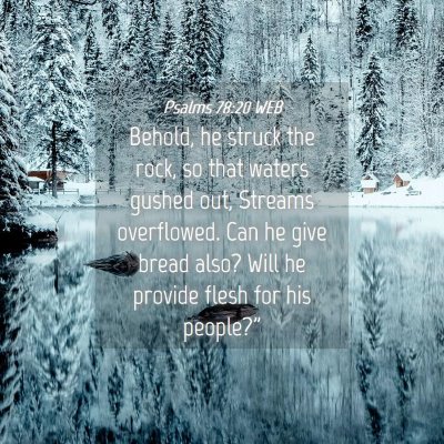 Picture 04 - Psalms 78:20 WEB - Behold, he struck the rock, so that waters gushed - Bible Verse Picture
