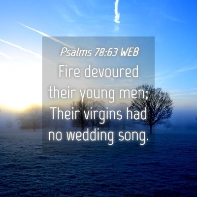Picture 04 - Psalms 78:63 WEB - Fire devoured their young men; Their virgins had - Bible Verse Picture