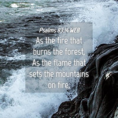 Picture 04 - Psalms 83:14 WEB - As the fire that burns the forest, As the flame - Bible Verse Picture