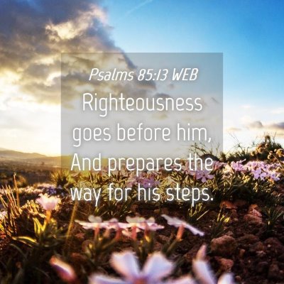 Picture 04 - Psalms 85:13 WEB - Righteousness goes before him, And prepares the - Bible Verse Picture