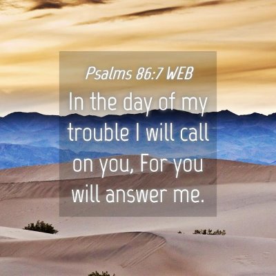 Picture 04 - Psalms 86:7 WEB - In the day of my trouble I will call on you, For - Bible Verse Picture