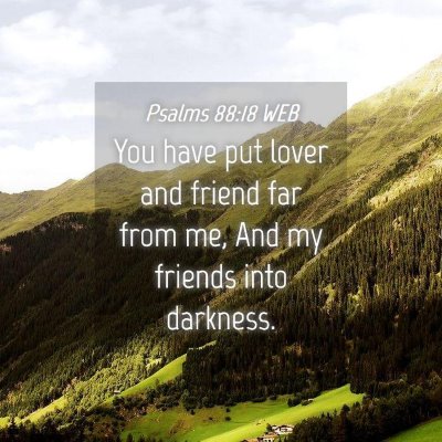 Picture 04 - Psalms 88:18 WEB - You have put lover and friend far from me, And my - Bible Verse Picture