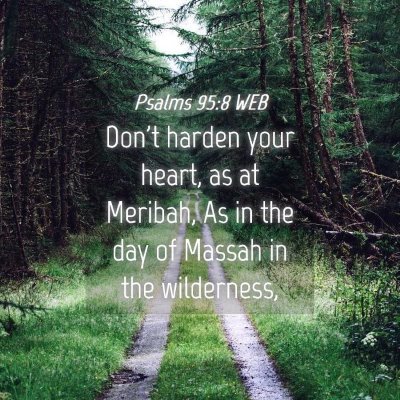 Picture 04 - Psalms 95:8 WEB - Don't harden your heart, as at Meribah, As in the - Bible Verse Picture