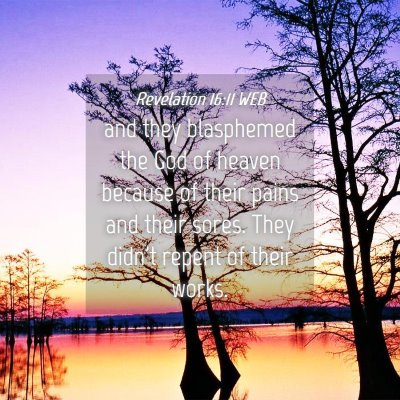 Picture 04 - Revelation 16:11 WEB - and they blasphemed the God of heaven because of - Bible Verse Picture