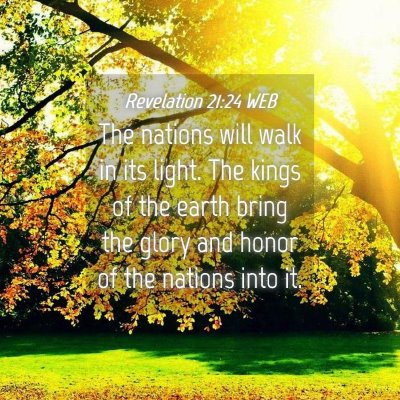 Picture 04 - Revelation 21:24 WEB - The nations will walk in its light. The kings of - Bible Verse Picture