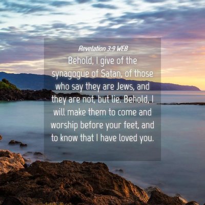 Picture 04 - Revelation 3:9 WEB - Behold, I give of the synagogue of Satan, of - Bible Verse Picture