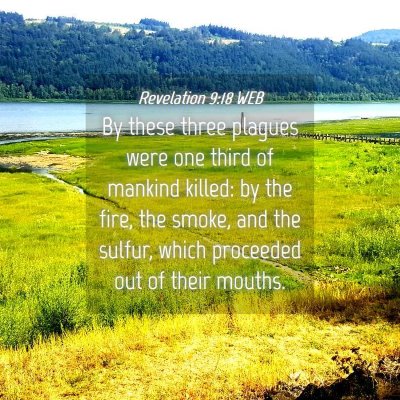 Picture 04 - Revelation 9:18 WEB - By these three plagues were one third of mankind - Bible Verse Picture