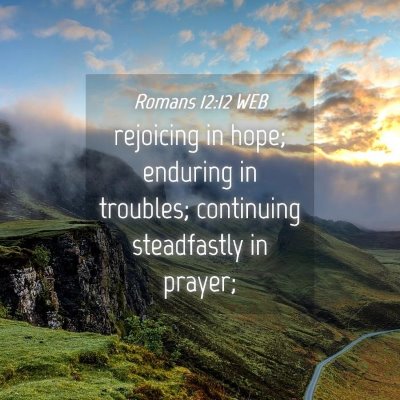 Picture 04 - Romans 12:12 WEB - rejoicing in hope; enduring in troubles; - Bible Verse Picture