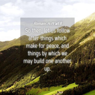 Picture 04 - Romans 14:19 WEB - So then, let us follow after things which make - Bible Verse Picture