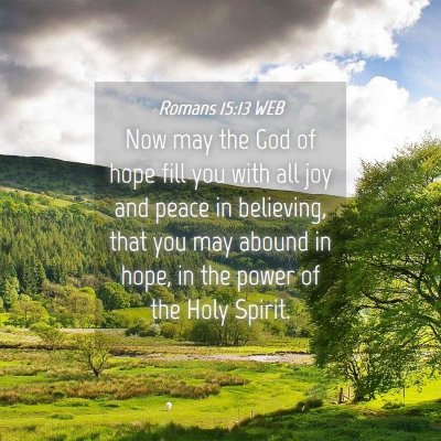 Picture 04 - Romans 15:13 WEB - Now may the God of hope fill you with all joy and - Bible Verse Picture