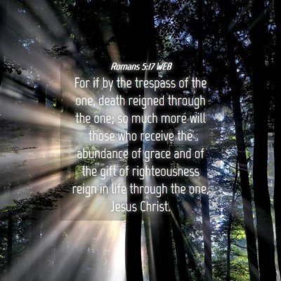 Picture 04 - Romans 5:17 WEB - For if by the trespass of the one, death reigned - Bible Verse Picture