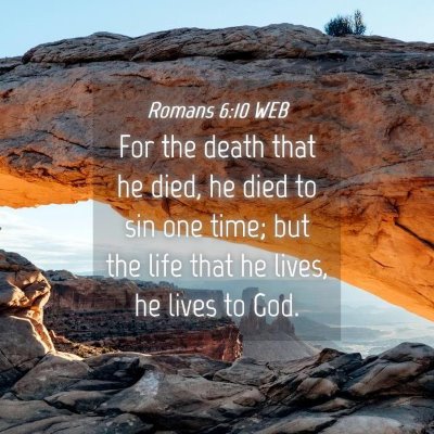 Picture 04 - Romans 6:10 WEB - For the death that he died, he died to sin one - Bible Verse Picture