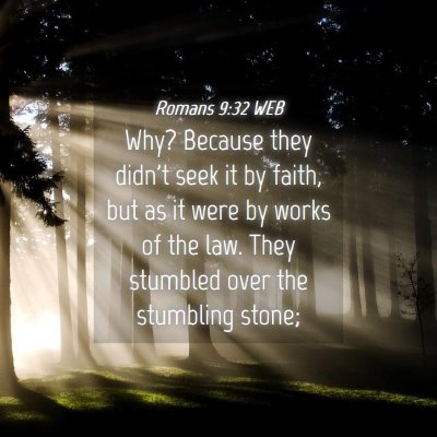 Picture 04 - Romans 9:32 WEB - Why? Because they didn't seek it by faith, but as - Bible Verse Picture