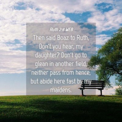 Picture 04 - Ruth 2:8 WEB - Then said Boaz to Ruth, Don't you hear, my - Bible Verse Picture