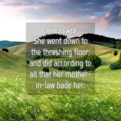 Picture 04 - Ruth 3:6 WEB - She went down to the threshing floor, and did - Bible Verse Picture