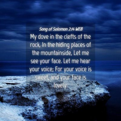 Picture 04 - Song of Solomon 2:14 WEB - My dove in the clefts of the rock, In the hiding - Bible Verse Picture