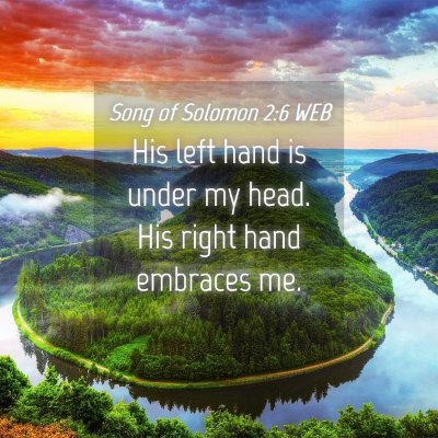 Picture 04 - Song of Solomon 2:6 WEB - His left hand is under my head. His right hand - Bible Verse Picture