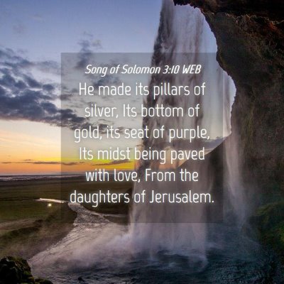 Picture 04 - Song of Solomon 3:10 WEB - He made its pillars of silver, Its bottom of - Bible Verse Picture