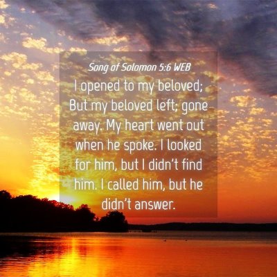 Picture 04 - Song of Solomon 5:6 WEB - I opened to my beloved; But my beloved left; gone - Bible Verse Picture