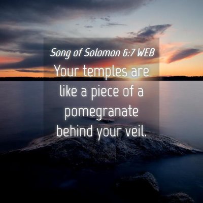 Picture 04 - Song of Solomon 6:7 WEB - Your temples are like a piece of a pomegranate - Bible Verse Picture