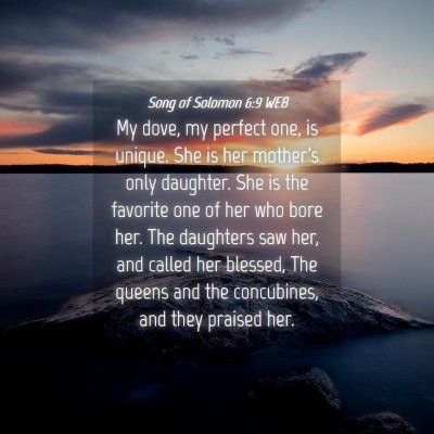 Picture 04 - Song of Solomon 6:9 WEB - My dove, my perfect one, is unique. She is her - Bible Verse Picture