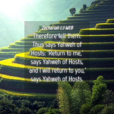 Picture 04 - Zechariah 1:3 WEB - Therefore tell them: Thus says Yahweh of Hosts: - Bible Verse Picture