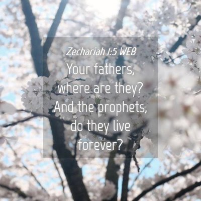 Picture 04 - Zechariah 1:5 WEB - Your fathers, where are they? And the prophets, - Bible Verse Picture
