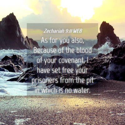 Picture 04 - Zechariah 9:11 WEB - As for you also, Because of the blood of your - Bible Verse Picture