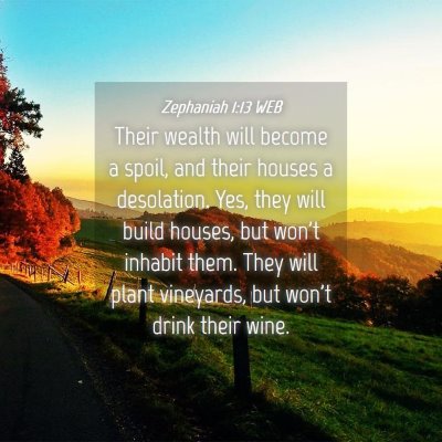Picture 04 - Zephaniah 1:13 WEB - Their wealth will become a spoil, and their - Bible Verse Picture
