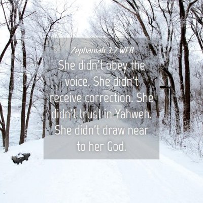Picture 04 - Zephaniah 3:2 WEB - She didn't obey the voice. She didn't receive - Bible Verse Picture