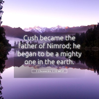 Picture 05 - 1 Chronicles 1:10 WEB - Cush became the father of Nimrod; he began to be - Bible Verse Picture