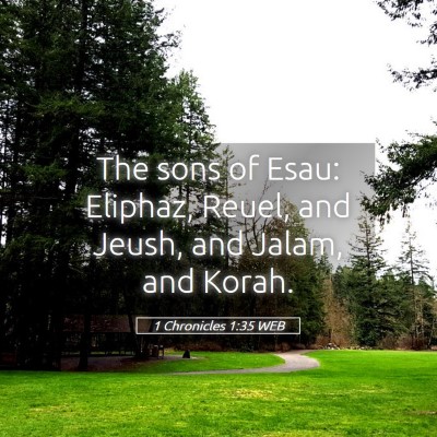 Picture 05 - 1 Chronicles 1:35 WEB - The sons of Esau: Eliphaz, Reuel, and Jeush, and - Bible Verse Picture