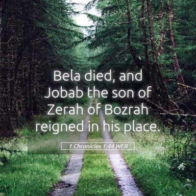 Picture 05 - 1 Chronicles 1:44 WEB - Bela died, and Jobab the son of Zerah of Bozrah - Bible Verse Picture