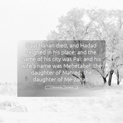 Picture 05 - 1 Chronicles 1:50 WEB - Baal Hanan died, and Hadad reigned in his place; - Bible Verse Picture