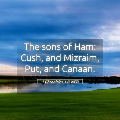 Picture 05 - 1 Chronicles 1:8 WEB - The sons of Ham: Cush, and Mizraim, Put, and - Bible Verse Picture