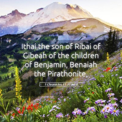 Picture 05 - 1 Chronicles 11:31 WEB - Ithai the son of Ribai of Gibeah of the children - Bible Verse Picture